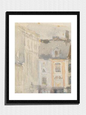 Art Print, Pastel Tones Cityscape Watercolor